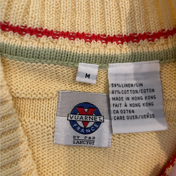 VAURNET - vintage baby yellow sweater vest- linen and cotton - Picture 3 of 4